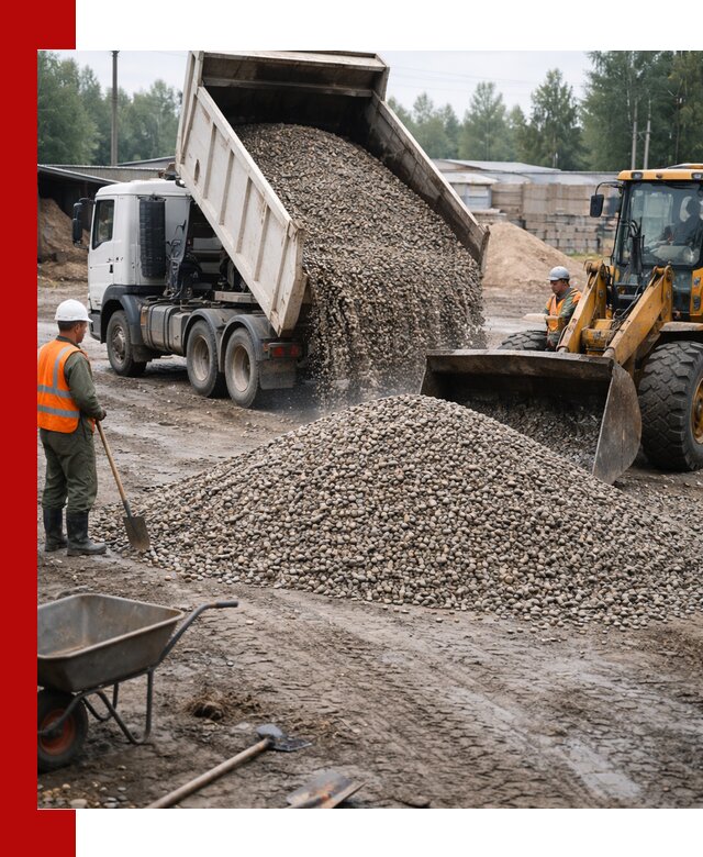 Мытый гравий с доставкой в Урае от карьера до участка