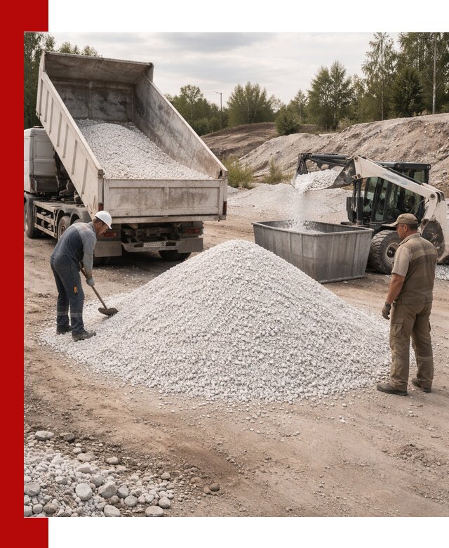 Доставка и продажа белой мраморной крошки в Урае