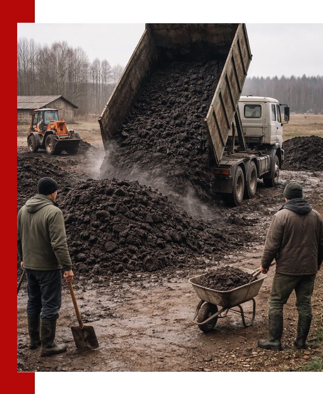 Доставка низинного торфа с разгрузкой и доставкой в Урае