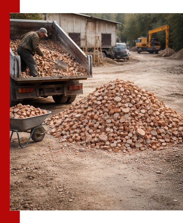 Доставка и подушка из боя кирпича с разгрузкой в Урае