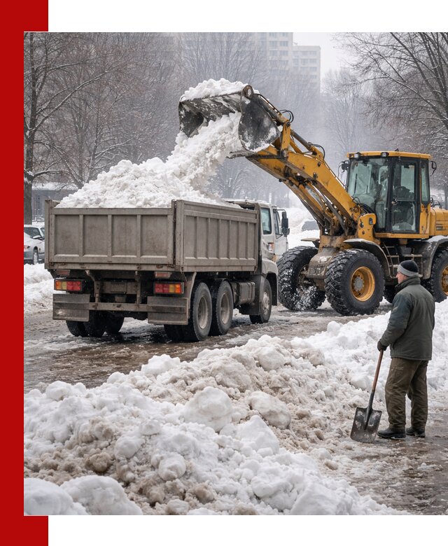 Вывоз снега грузовой техникой в Урае оперативно и чисто